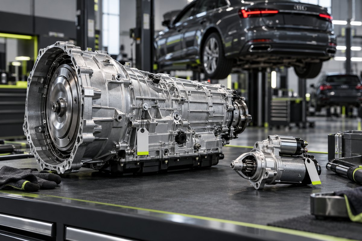 Восстановленная коробка передач и стартер для Audi