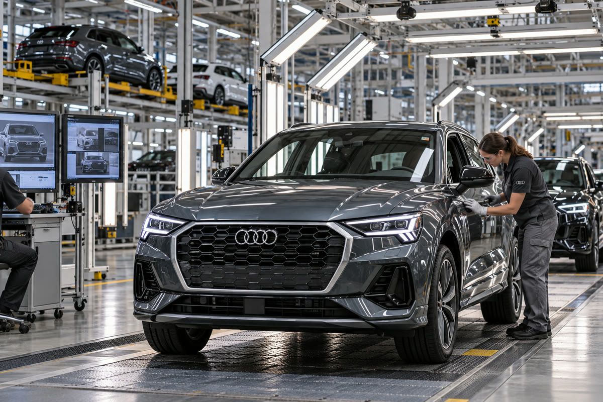 Контроль качества автомобилей Audi на современной производственной линии