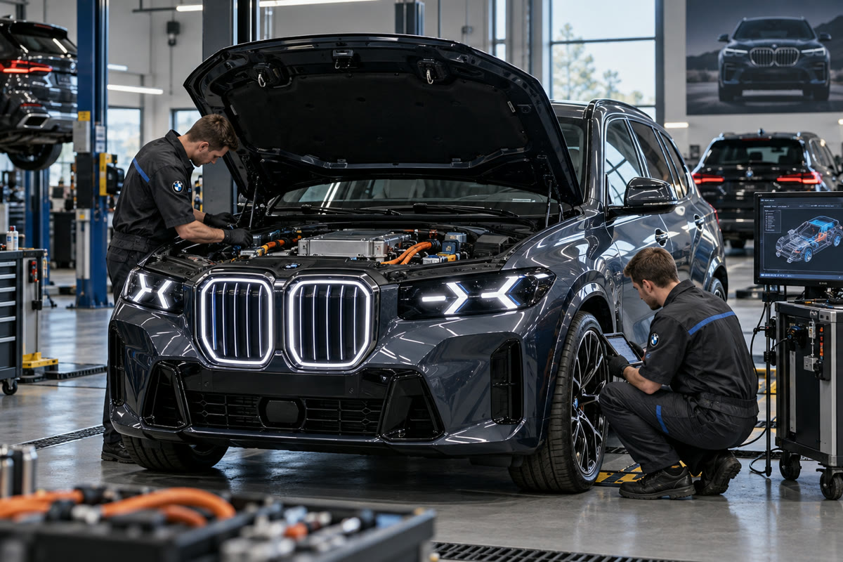 Диагностика нового BMW X5 и его высоковольтной системы в сервисной зоне
